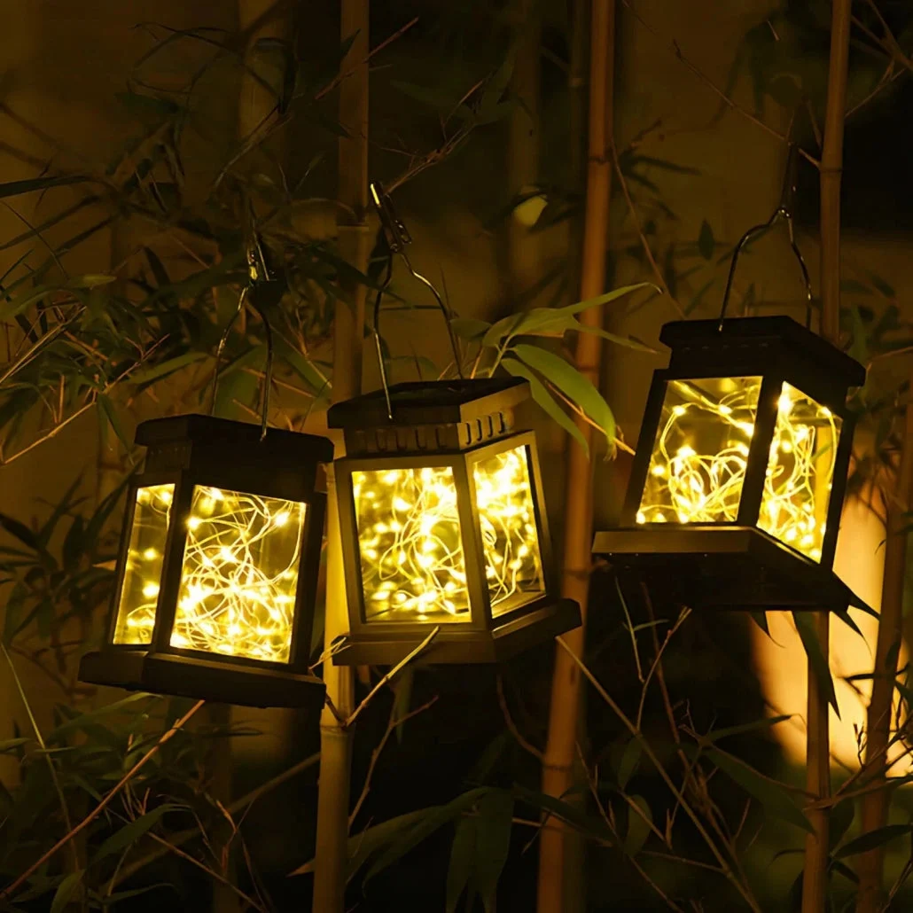 Lámpara solar de exterior portátil impermeable negra para jardín