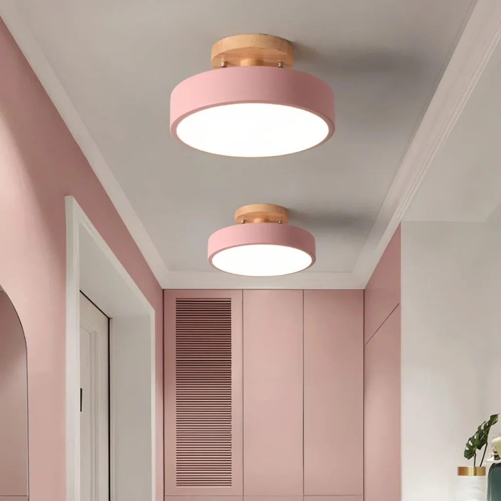 Lámpara de Techo LED Redonda Moderna de Metal Rosa para Baño Ø 18 cm