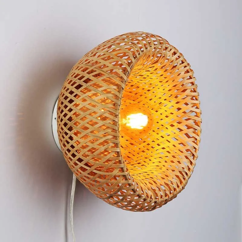 Aplique de mimbre con enchufe "Round"