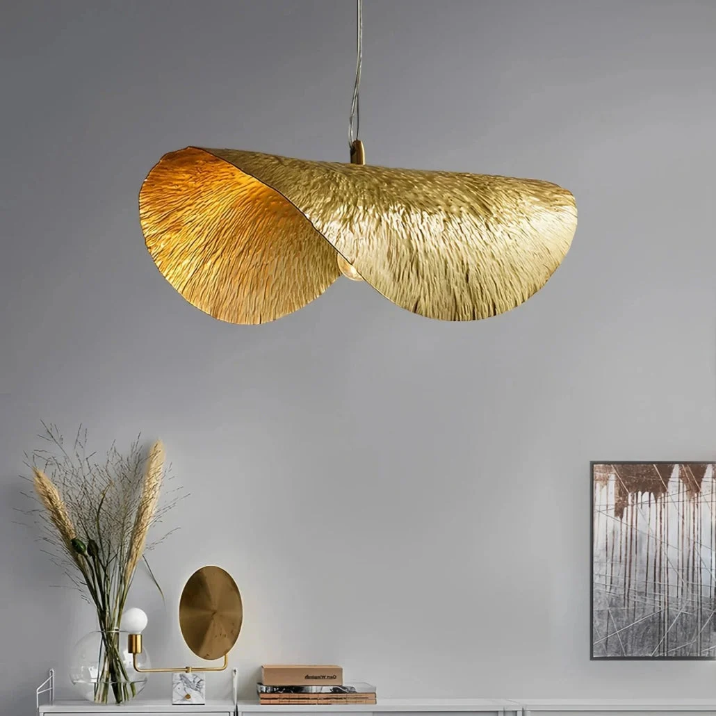 Lámpara Colgante Latón Dorado de Diseño Regulable en Altura para Comedor