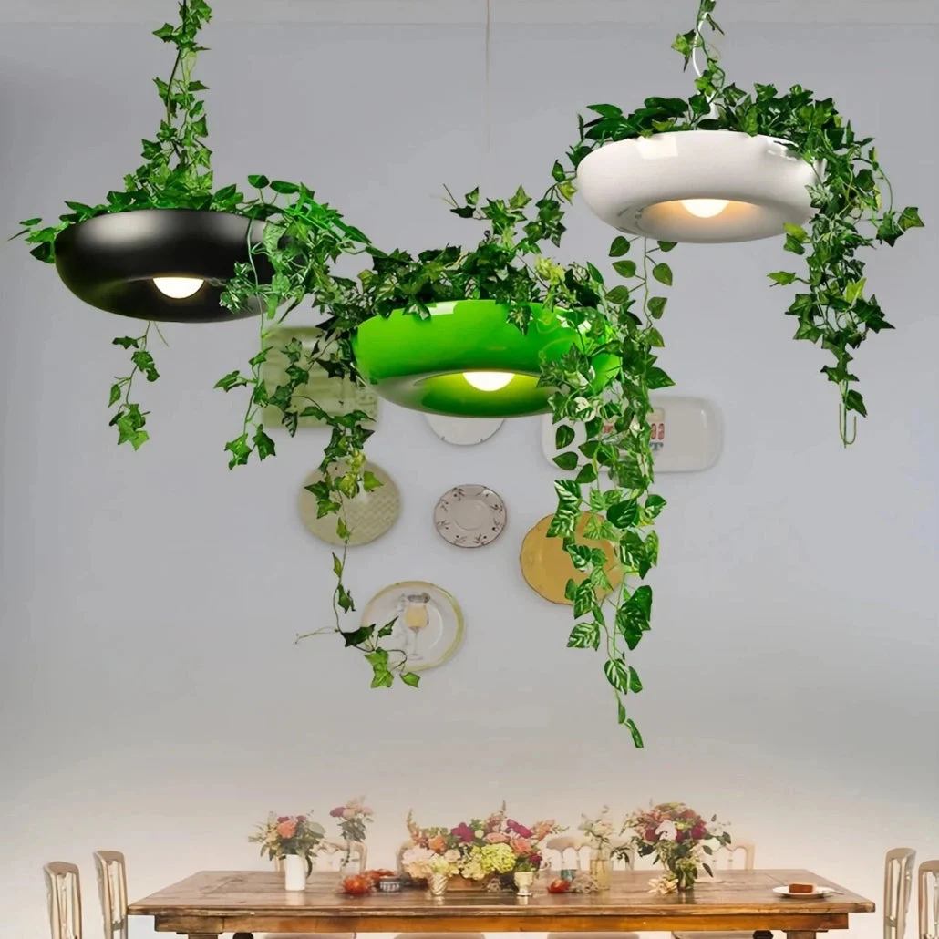 Lámpara con plantas colgantes LED de diseño moderno para comedor