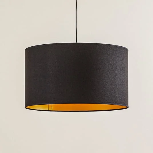 Lámpara colgante Euluna Roller, negro/dorado, Ø 45 cm