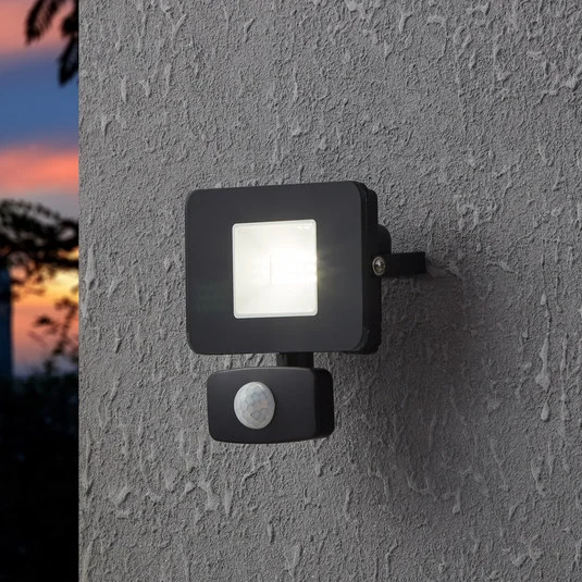 Foco de exterior LED Faedo 3, sensor, negro, 10W