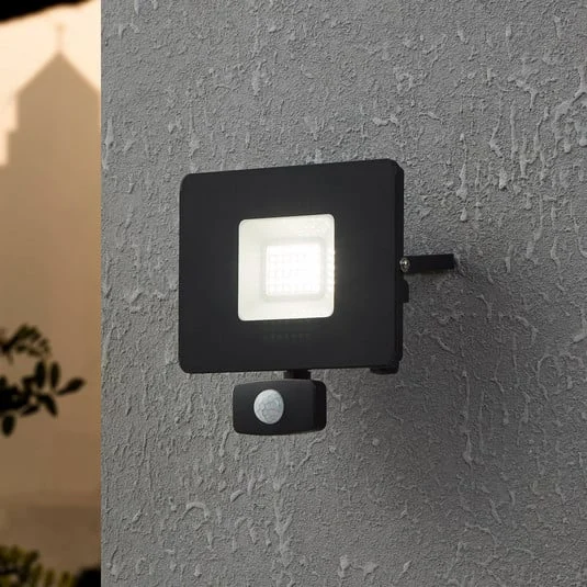 Foco de exterior LED Faedo 3, sensor, negro, 30W
