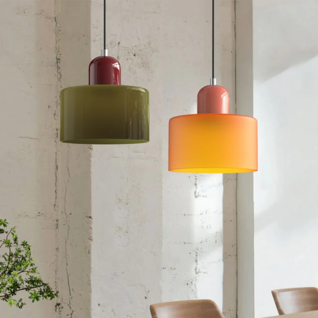 Lámpara colgante de vidrio estilo Morandi para comedor con altura ajustable