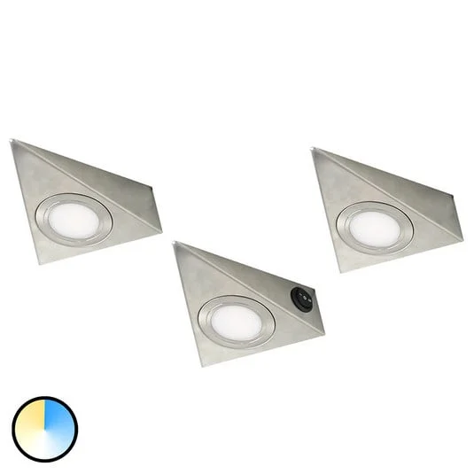 Lámpara LED bajo mueble CS triangular, set de 3