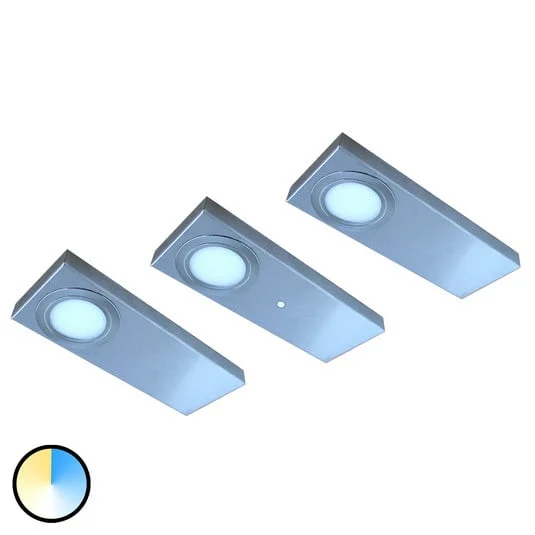 juego de 3 lámparas LED bajo mueble Tain con interruptor de color