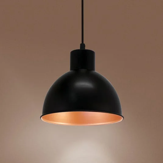 Lámpara colgante Andrin, negro, interior en cobre