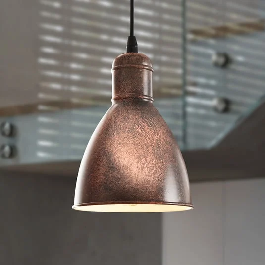 Lámpara colgante vintage Priddy 1, 1 luz, cobre