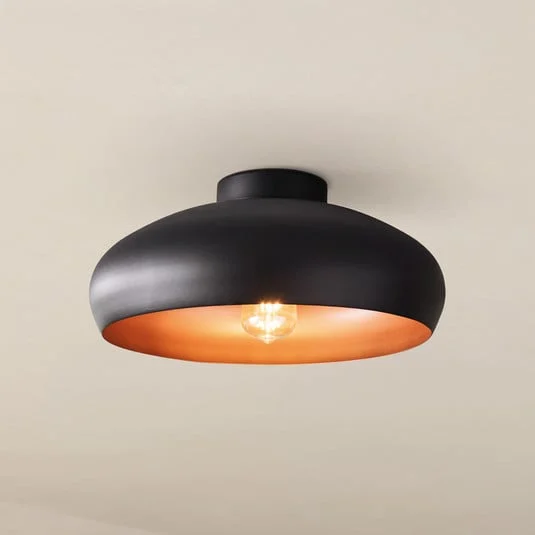 Plafón Mogano de metal, Ø40cm, negro