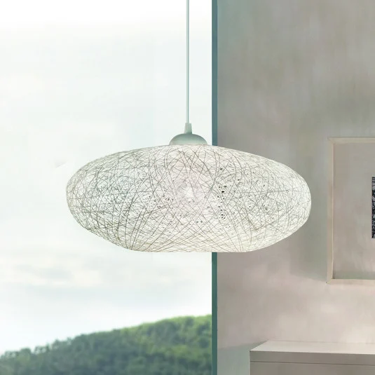 Lámpara colgante textil Campilo en blanco