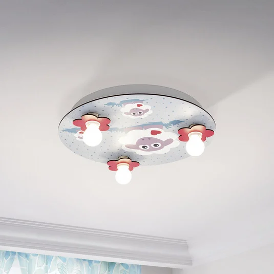 Plafón Lalelu redondo de 3 luces