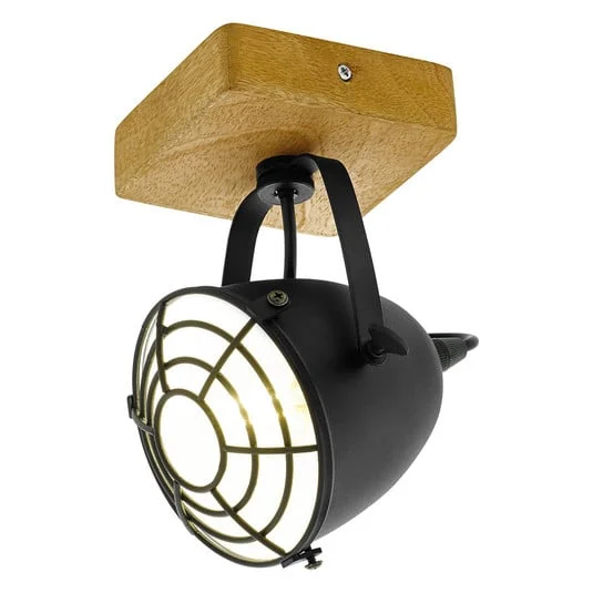Foco de techo Gatebeck de madera y metal, 1 luz