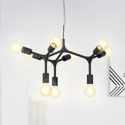 Lámpara colgante Bocadella 1 en negro, 9 luces