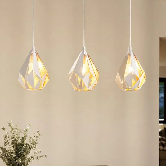 Lámpara colgante Carlton 1, 3 luces, blanco-dorado