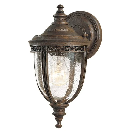 Lámpara de pared English Bridle, IP44, Ø 16,5 cm, bronce