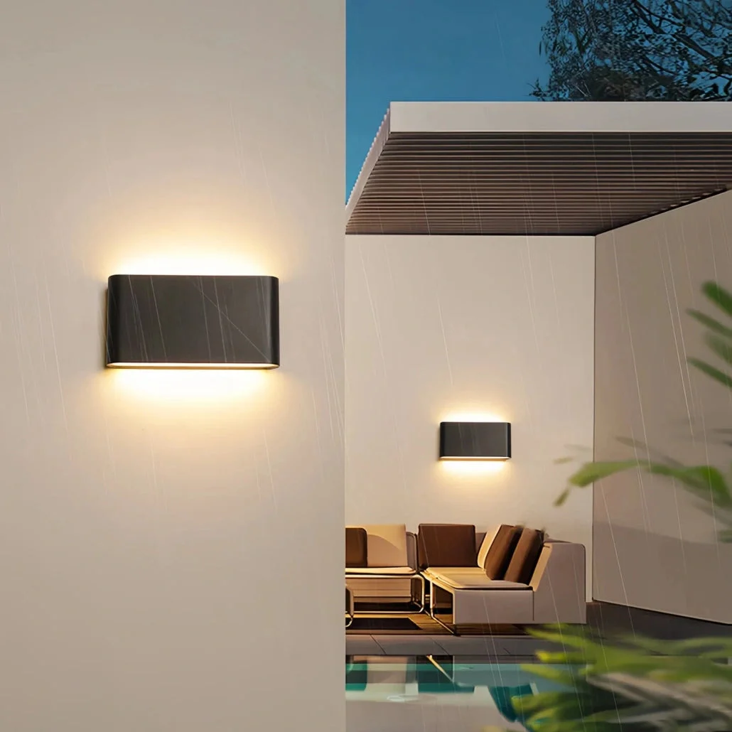 Aplique de pared exterior bidireccional minimalista rectangular LED de aluminio IP65