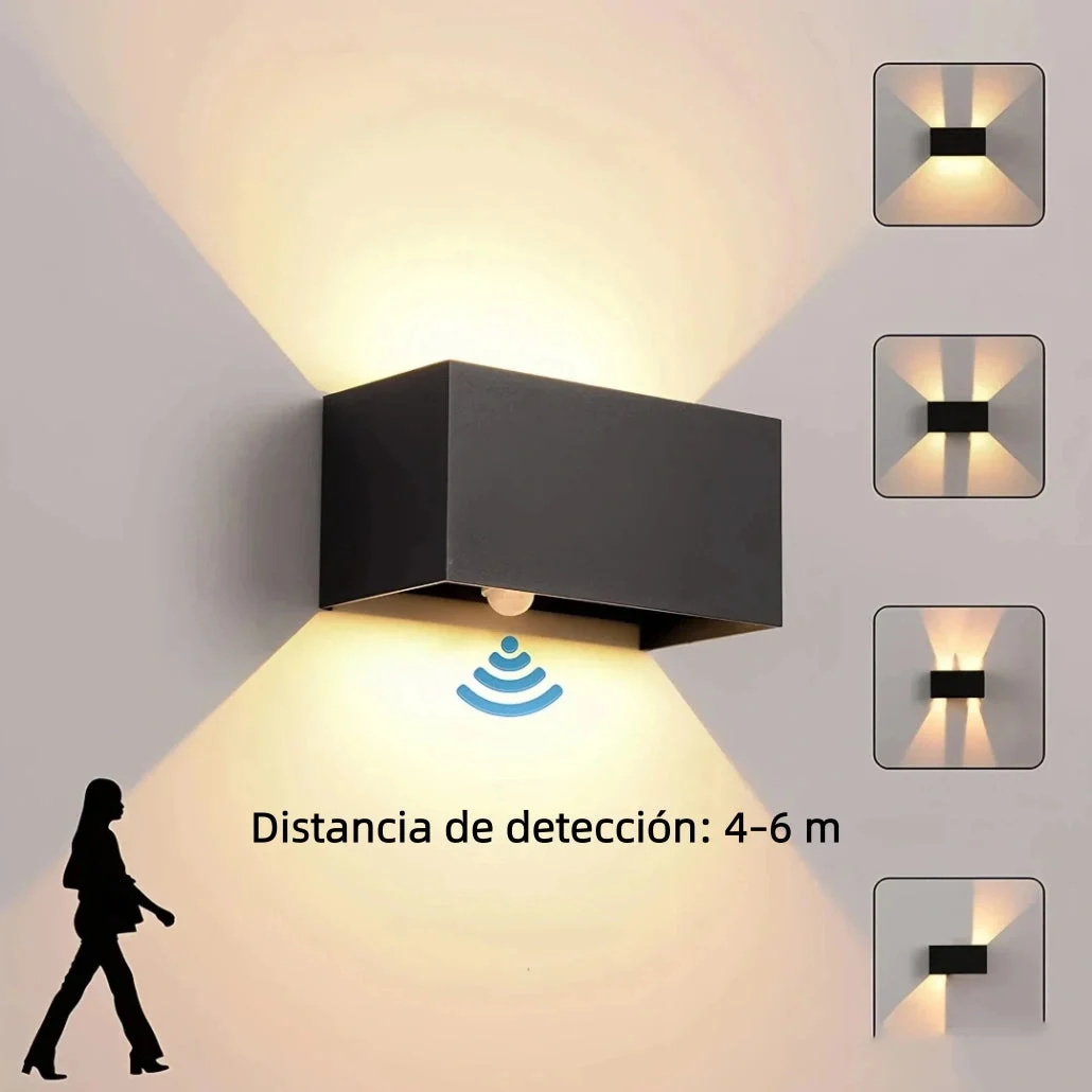 Aplique con sensor de movimiento para exterior LED bidireccional rectangular IP65 12W/24W