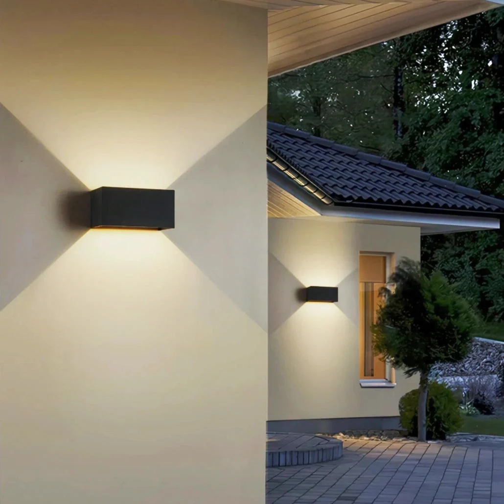 Aplique bidireccional para exterior rectangular de aluminio LED IP65 12W/24W