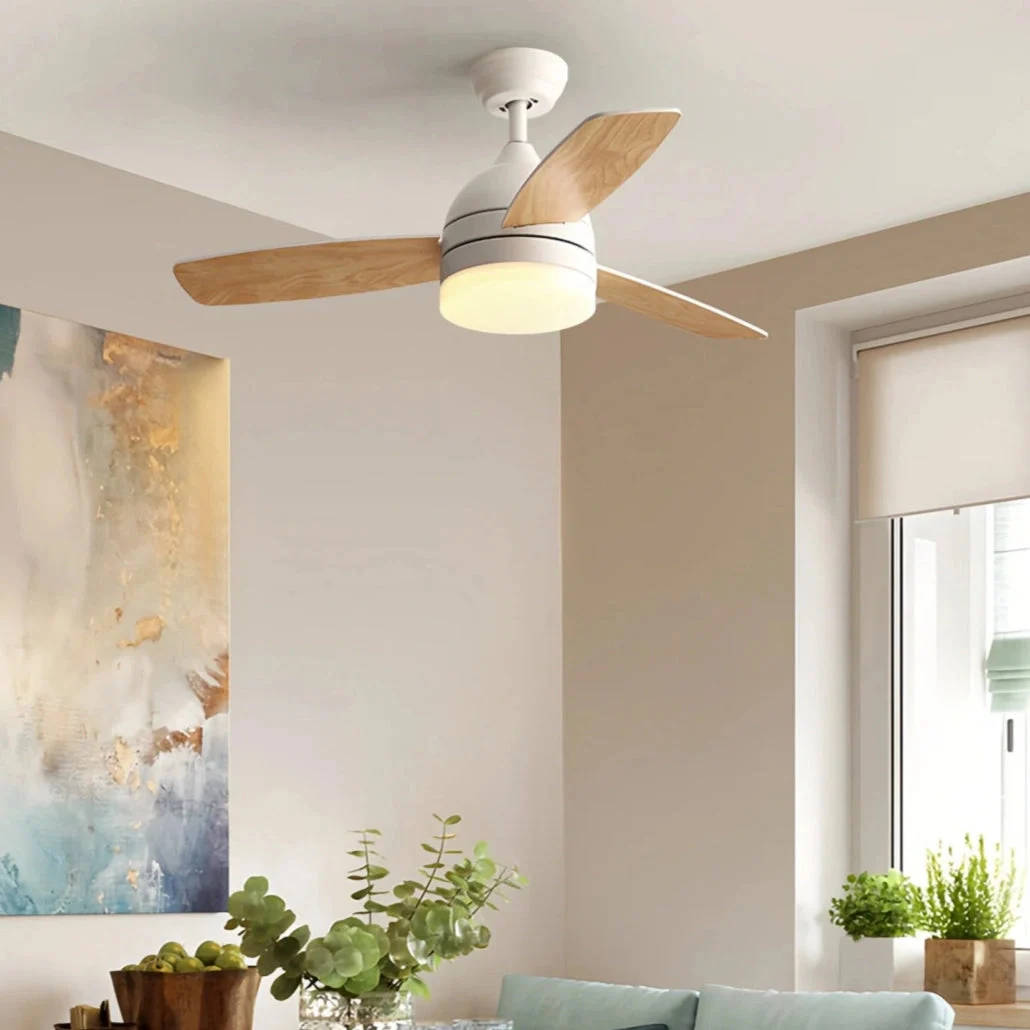 Ventilador de techo con luz LED silencioso con aspas de madera Ø107 cm