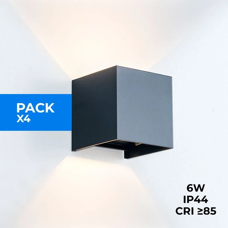 Pack de 4 Apliques de pared "KURTIN" 6W luz up and down regulable