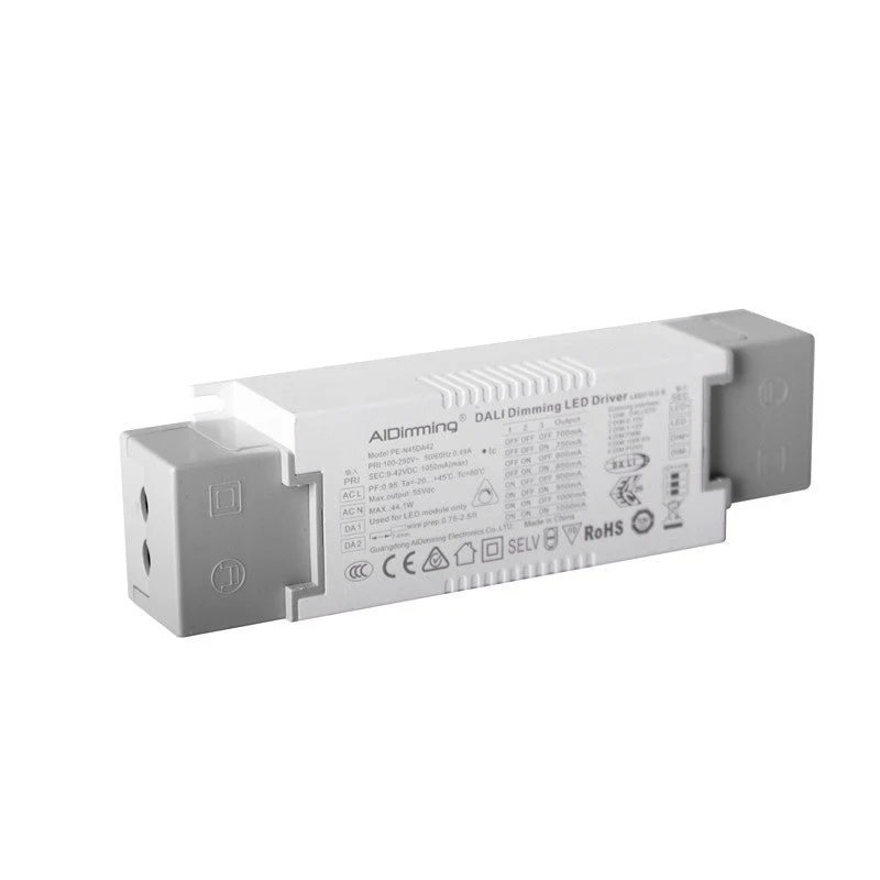 Driver regulable DALI PUSH 0-10V 9-42V 44W multicorriente (700-1050mA)