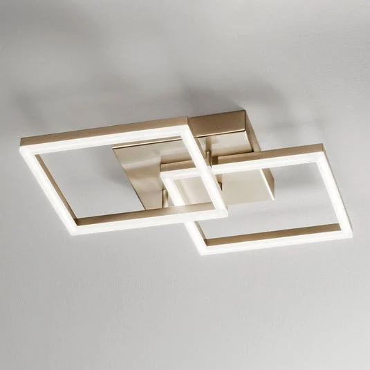 Plafón LED Bard, 45x45cm, acabado dorado mate