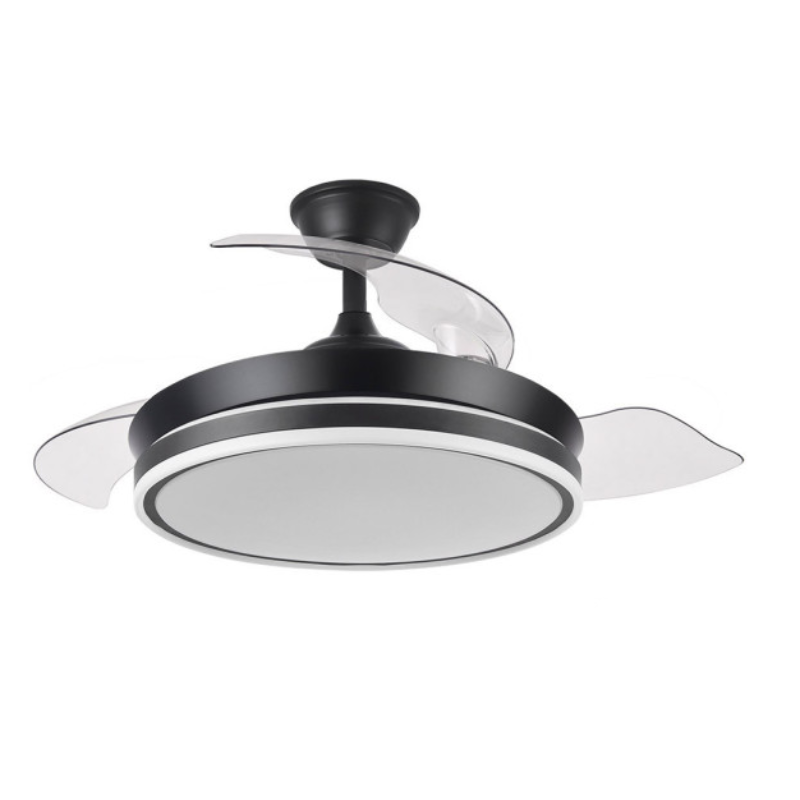 Ventilador de Techo LED Bayomo Negro 72W  Metal / ABS / Policarbonato Motor DC con Temporizador Mando a Distancia Palas Retráctiles  Verano e Invierno