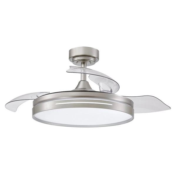 Ventilador de Techo LED Níquel 59W  Metal / ABS / Policarbonato Motor DC con Temporizador Mando a Distancia Palas Retráctiles  Verano e Invierno