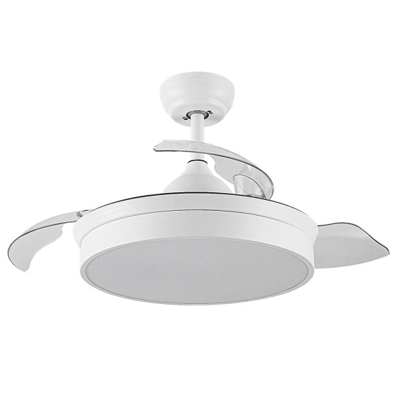 Ventilador de Techo LED Blanco 48W  Metal / ABS / Policarbonato Motor DC con Temporizador Mando a Distancia Palas Retráctiles  Verano e Invierno