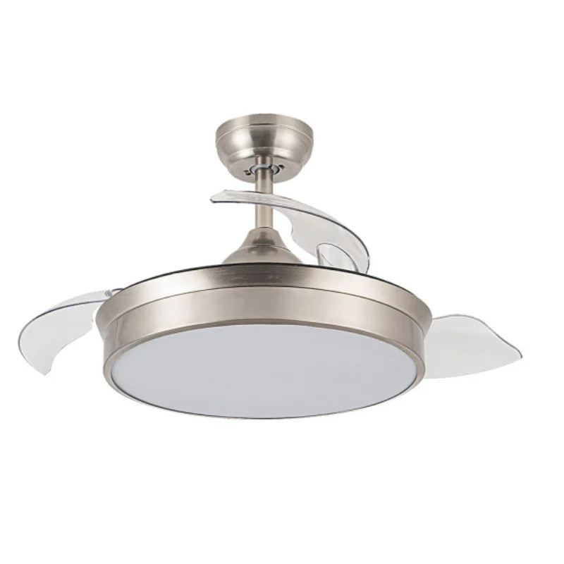 Ventilador de Techo LED Níquel 48W  Metal / ABS / Policarbonato Motor DC con Temporizador Mando a Distancia Palas Retráctiles  Verano e Invierno