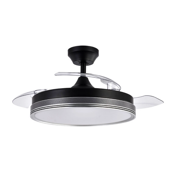 Ventilador de Techo LED Negro/Gris 72W  Metal / ABS / Policarbonato Motor DC con Temporizador Mando a Distancia Palas Retráctiles  Verano e Invierno