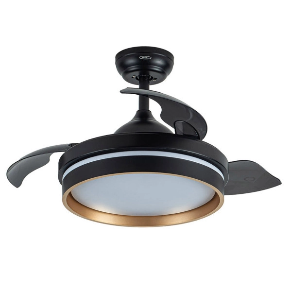 Ventilador de Techo LED Negro / Oro 48W  Metal / ABS / Policarbonato Motor DC con Temporizador Mando a Distancia Palas Retráctiles  Verano e Invierno