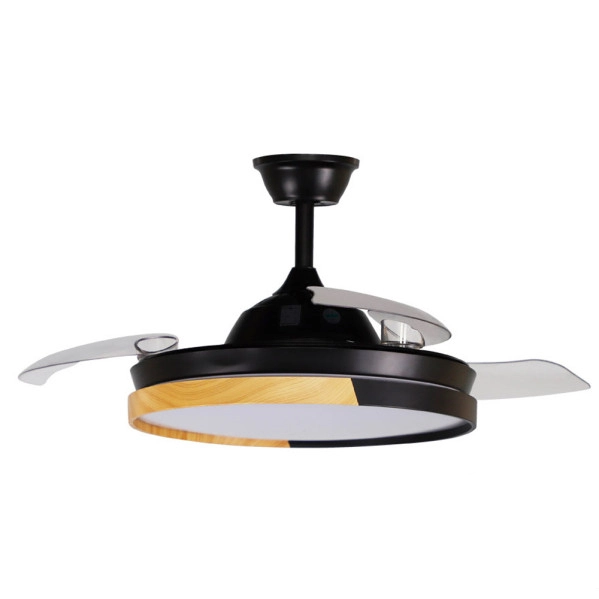 Ventilador de Techo LED Negro/Haya 72W  Metal / ABS / Policarbonato Motor DC con Temporizador Mando a Distancia Palas Retráctiles  Verano e Invierno