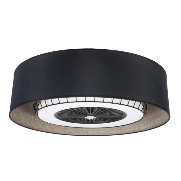 Ventilador de Techo LED Negro/Madera Gris 72W  Metal/Textil/Policarbonato Motor DC con Temporizador Mando a Distancia Palas Retráctiles  Verano e Invierno