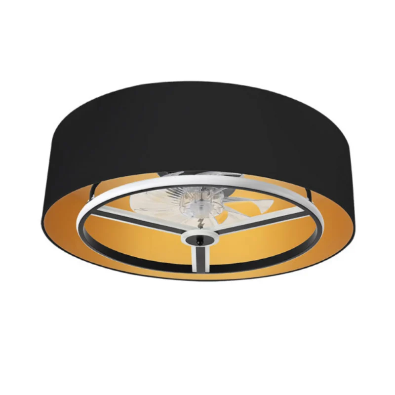 Ventilador de Techo LED Negro / Oro 60W  Metal/Textil/Policarbonato Motor DC con Temporizador Mando a Distancia Palas Retráctiles  Verano e Invierno