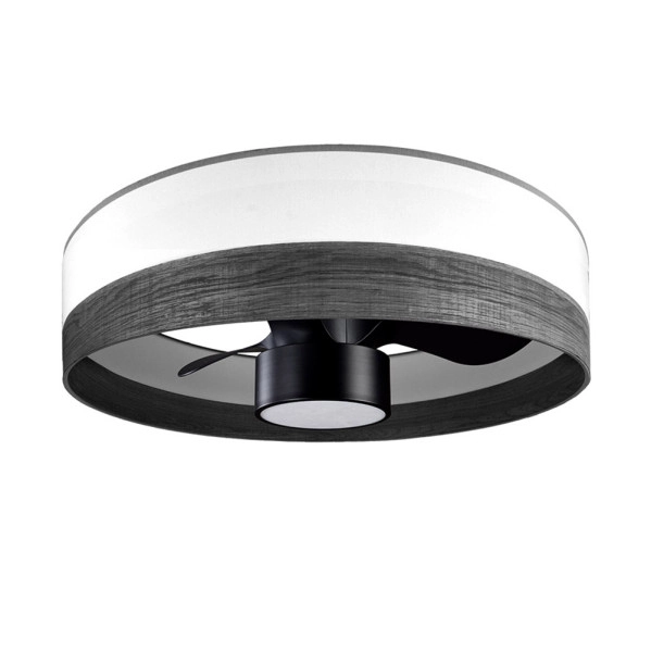 Ventilador de Techo LED Blanco/Madera Negra 24W  Metal/Textil/Policarbonato Motor DC con Temporizador Mando a Distancia Palas Retráctiles  Verano e Invierno