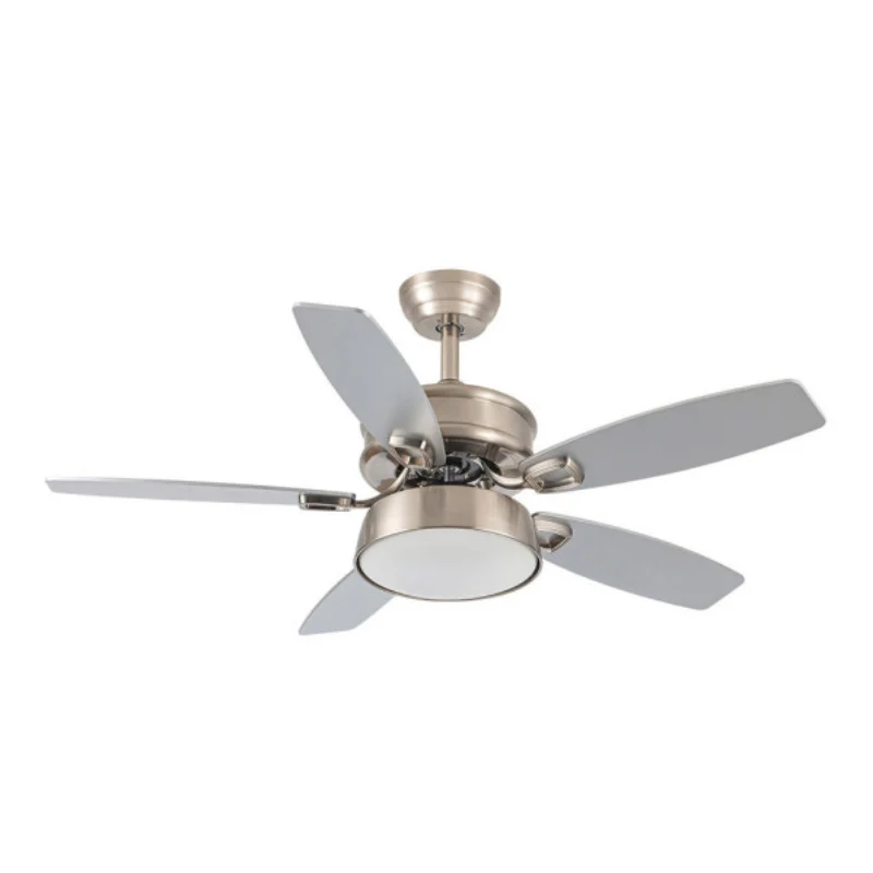 Ventilador de Techo LED Níquel / Haya – Níquel / Plata 30W  Metal / MDF / Cristal Motor DC con Temporizador Mando a Distancia Palas Retráctiles  Verano e Invierno