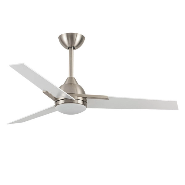 Ventilador de Techo LED Níquel / Blanco 22W  Metal / MDF / Cristal Motor DC con Temporizador Mando a Distancia Palas Retráctiles  Verano e Invierno