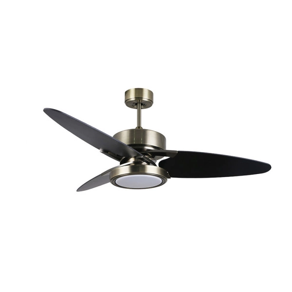 Ventilador de Techo LED Cuero/Negro-Nogal 30W  Metal / MDF / Policarbonato Motor DC con Temporizador Mando a Distancia Palas Retráctiles  Verano e Invierno