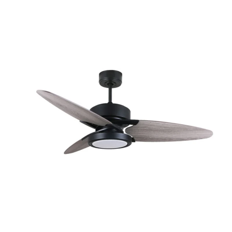 Ventilador de Techo LED Negro / Gris-Roble 30W  Metal / MDF / Policarbonato Motor DC con Temporizador Mando a Distancia Palas Retráctiles  Verano e Invierno