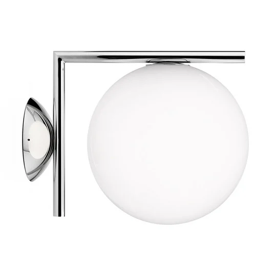 Aplique de pared FLOS IC C/W1, cromado, Ø 20 cm