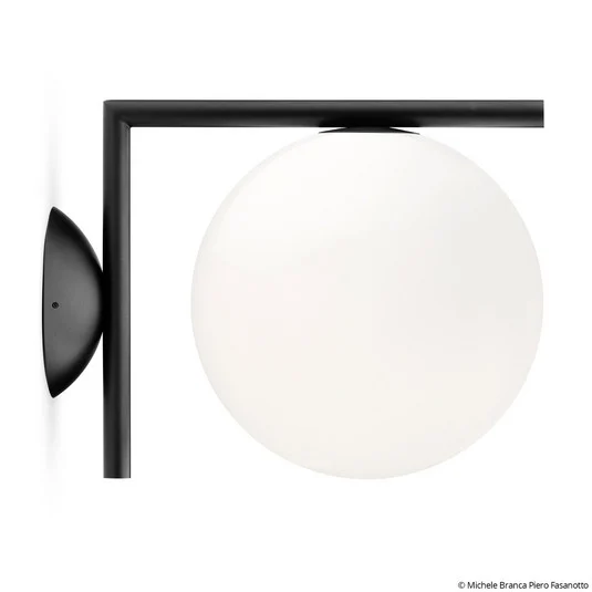 Aplique de pared FLOS IC C/W1, negro, Ø 20 cm