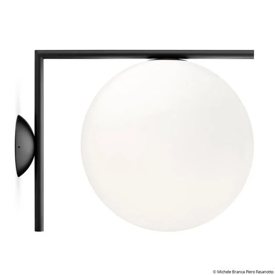 Aplique de pared FLOS IC C/W2, negro, Ø 30 cm