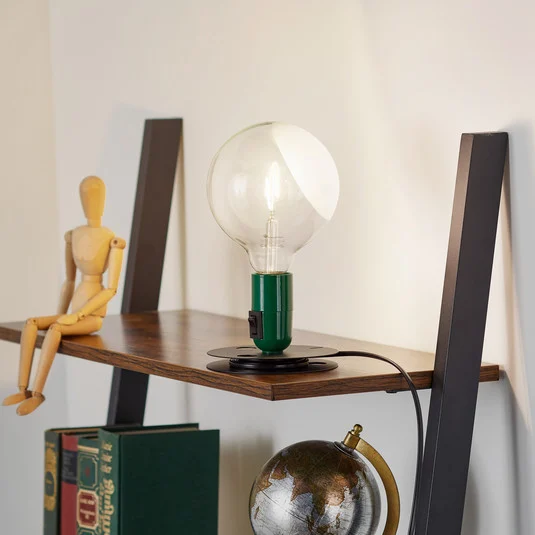 Lámpara de mesa LED Lampadina de FLOS, verde, base negra