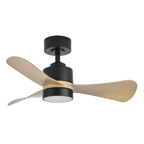 Ventilador de Techo LED Negro/Madera Clara 18W  Metal / ABS / Policarbonato Motor DC con Temporizador Mando a Distancia Palas Retráctiles  Verano e Invierno