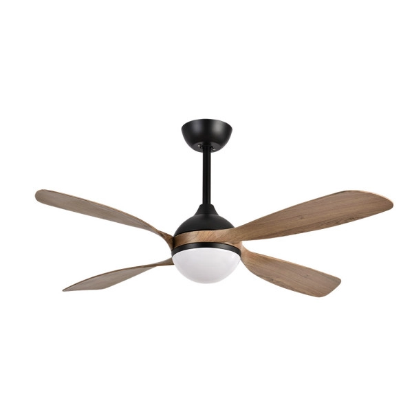 Ventilador de Techo LED Negro/Roble 30W  Metal / MDF / Policarbonato Motor DC con Temporizador Mando a Distancia Palas Retráctiles  Verano e Invierno