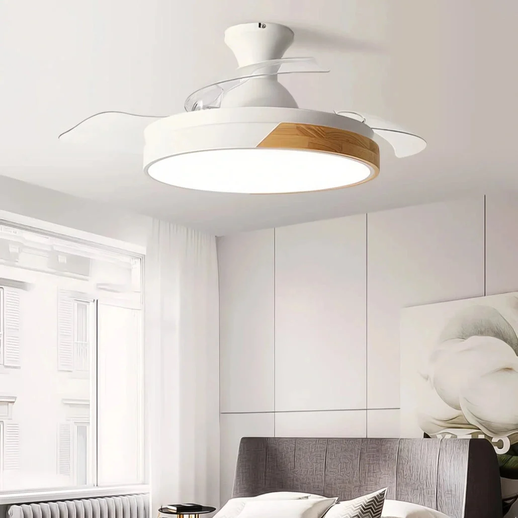 Ventilador de techo con luz retráctil silencioso con motor inverter Ø 92 y 106 cm