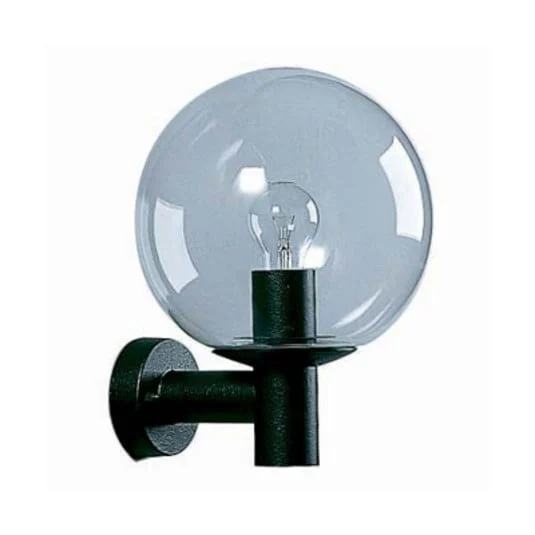 Aplique de exterior negro, con vidrio cristal