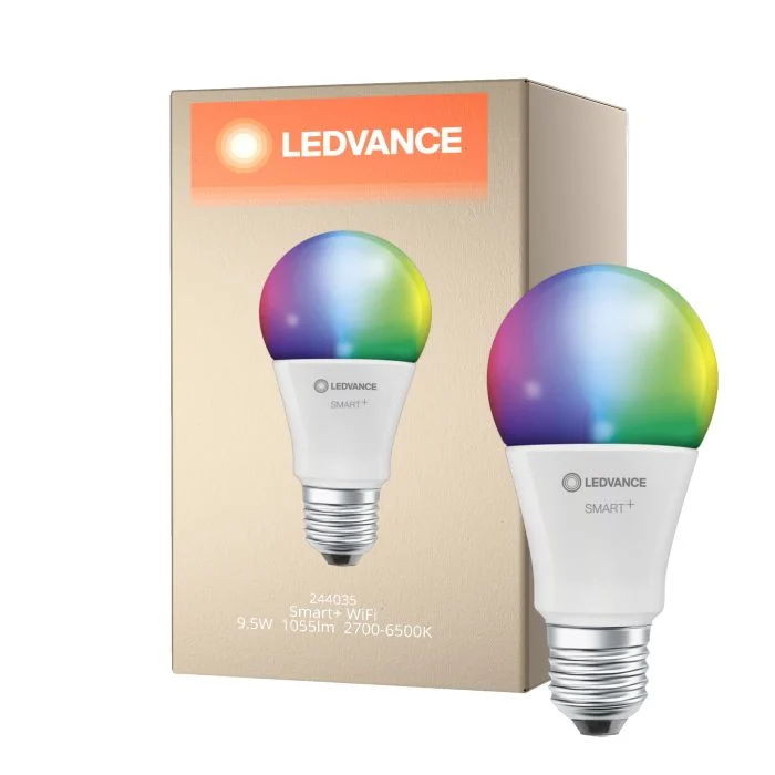 Ledvance Smart+ Wifi E27 Pera Classic 9.5W 1055lm - 827-865 Ajustable Blanco | RGBW - Regulable - Reemplazo 75W